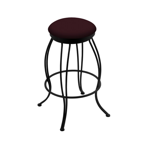 30" Swivel Bar Stool, Black Wrinkle, Canter Bordeaux Seat